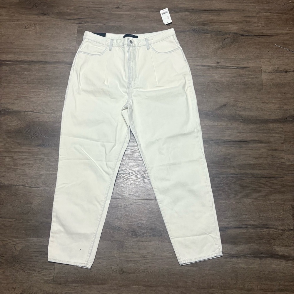J Brand Pleated Peg High-Rise Tapered Jeans White Women’s Size 31 NWT NEW - Picture 1 of 6